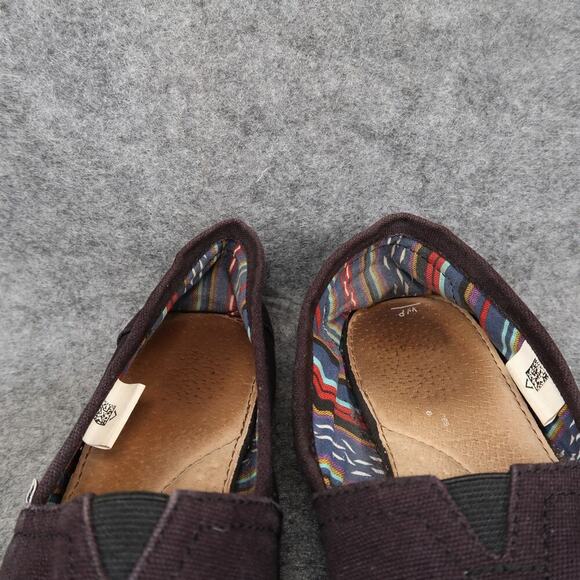 Toms Shoes Womens 8 Flats Casual Slip On Black Canvas Lifestyle Comfort Loafer - Picture 3 of 11